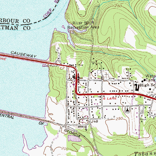 Topographic Map of Georgetown City Police Department, GA