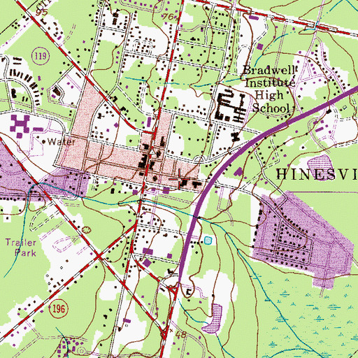 Topographic Map of Hinesville Police Department, GA