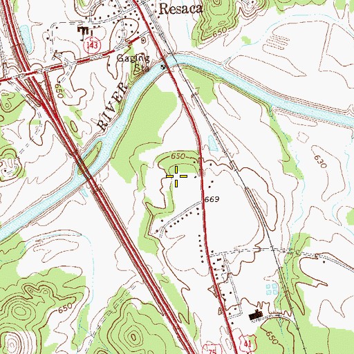 Topographic Map of Gordon County Sheriff's Office, GA