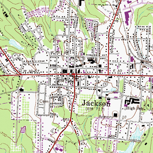 Topographic Map of Jackson Police Department, GA