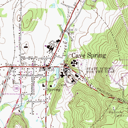 Topographic Map of Cave Spring Police Department, GA