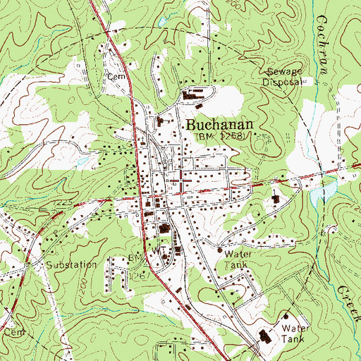 Topographic Map of Buchanan Police Department, GA