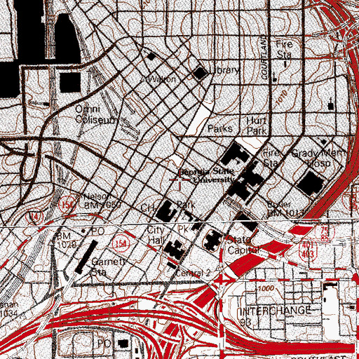 Topographic Map of Atlanta Police Department Underground Precinct, GA