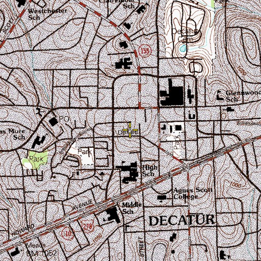 Topographic Map of DeKalb County Marshal's Office, GA