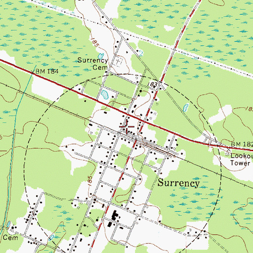 Topographic Map of Surrency Police Department, GA