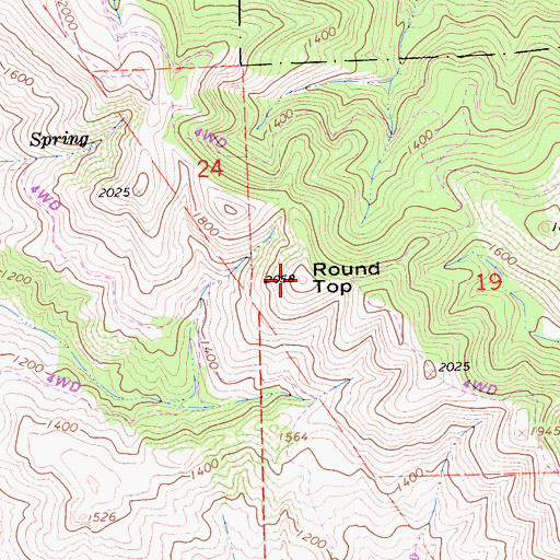 Topographic Map of Round Top, CA