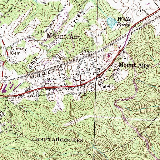 Topographic Map of Mount Airy Police Department, GA