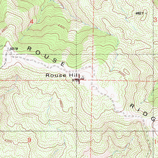 Topographic Map of Rouse Hill, CA