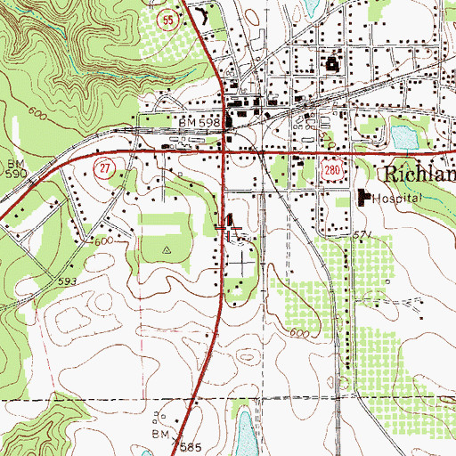 Topographic Map of Richland Police Department, GA