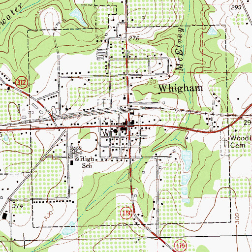 Topographic Map of Whigham Police Department, GA