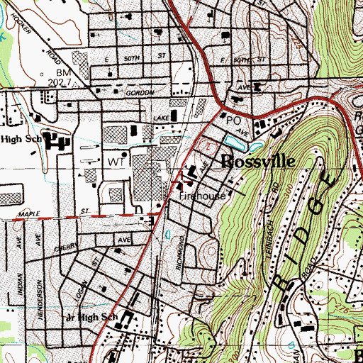 Topographic Map of Rossville Police Department, GA