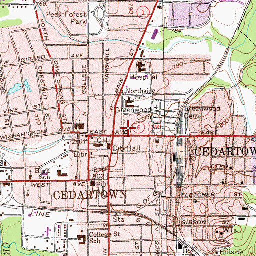 Topographic Map of Cedartown Police Department, GA