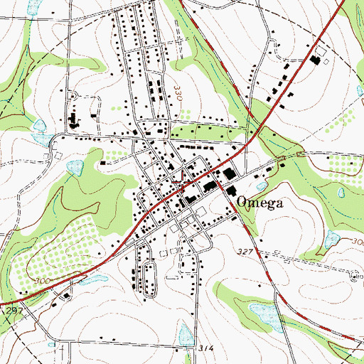 Topographic Map of Omega Police Department, GA