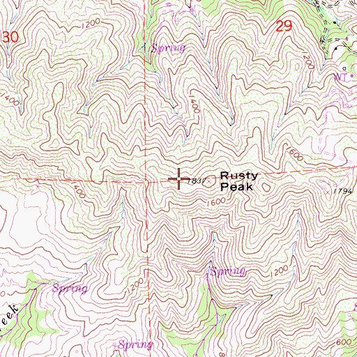 Topographic Map of Rusty Peak, CA
