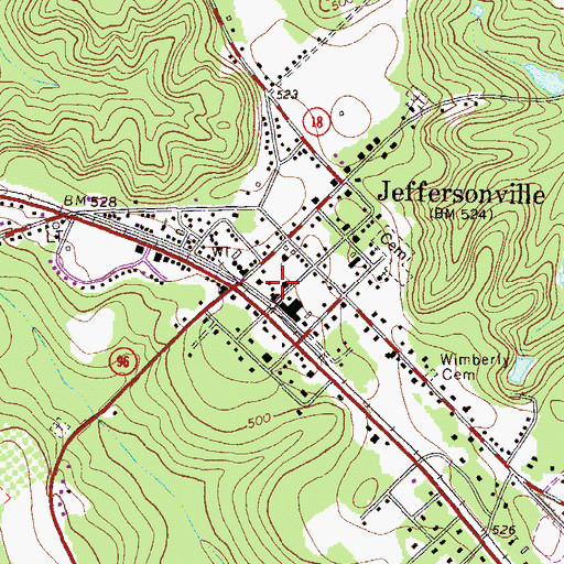 Topographic Map of Jeffersonville Police Dept, GA