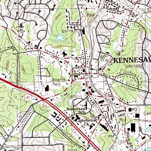 Topographic Map of City of Kennesaw Detention Center, GA