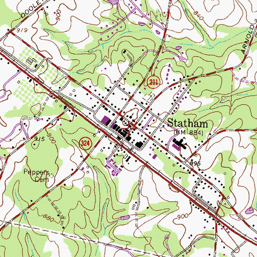 Topographic Map of Statham Police Department, GA