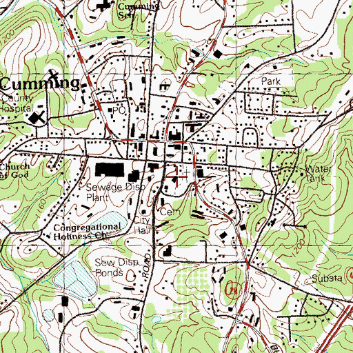 Topographic Map of Forsyth County Detention Center, GA