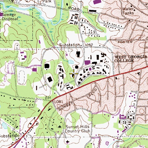 Topographic Map of University of West Georgia Police Department, GA