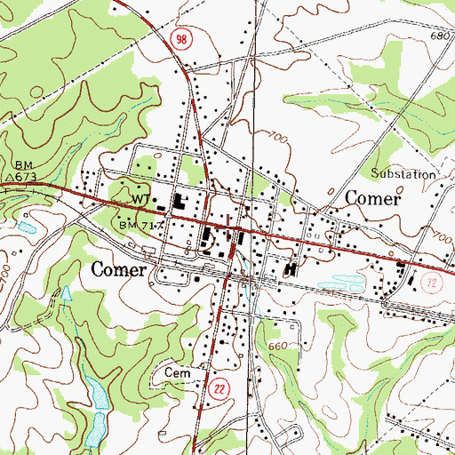 Topographic Map of Comer Police Department, GA