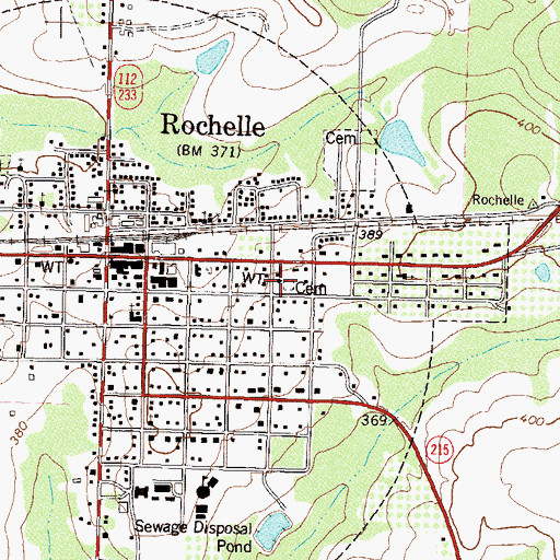Topographic Map of Rochelle City Jail, GA