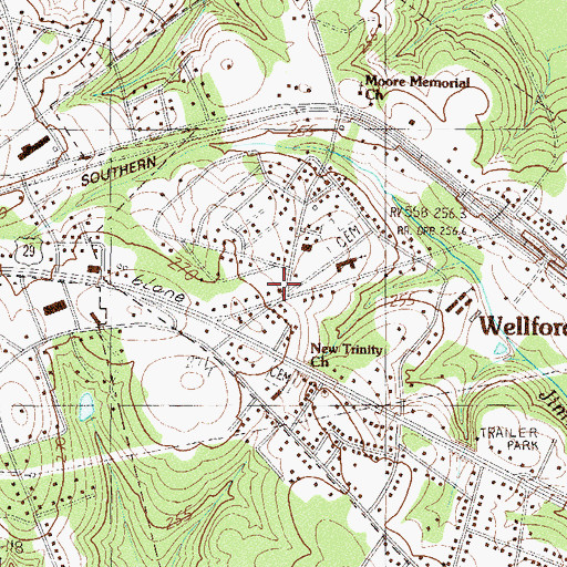 Topographic Map of Wellford Police Department, SC
