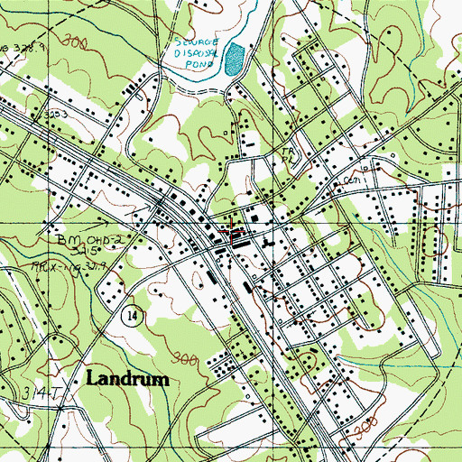 Topographic Map of Landrum Police Department, SC
