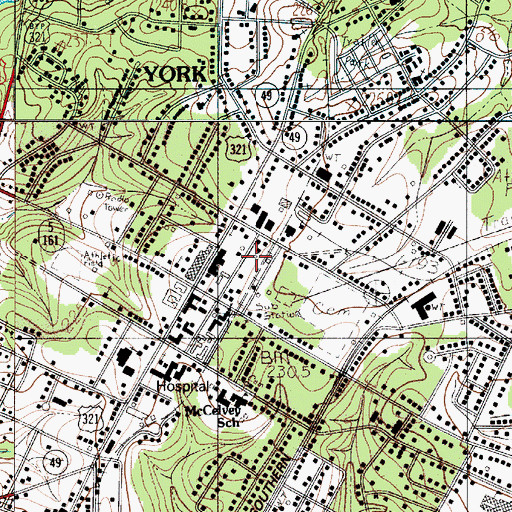 Topographic Map of York Police Department, SC