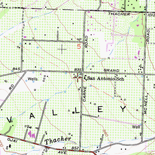 Topographic Map of San Antonio Elementary School, CA