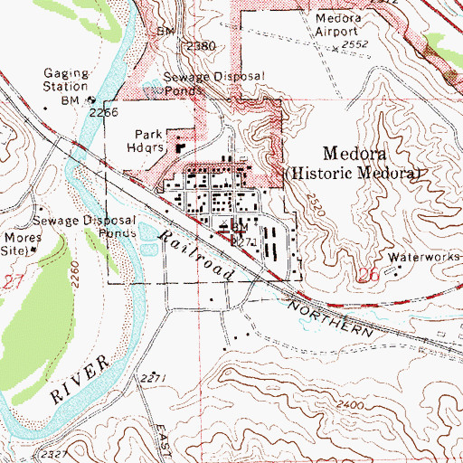 Topographic Map of Billings County Sheriff's Office, ND