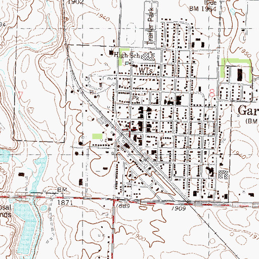 Topographic Map of Garrison Police Department, ND