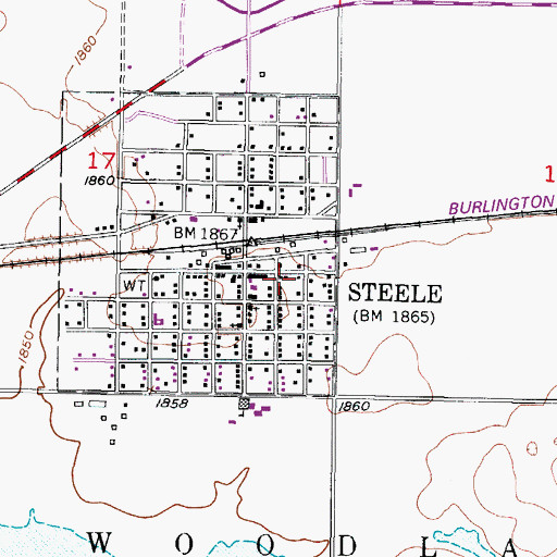 Topographic Map of Steele Police Department, ND