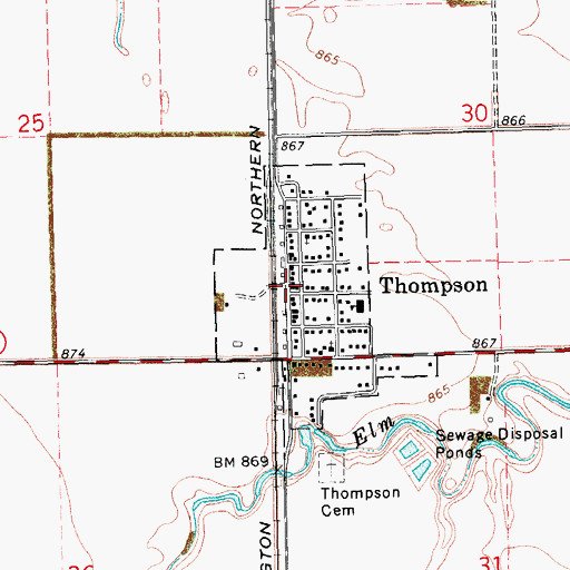 Topographic Map of Thompson Police Department, ND