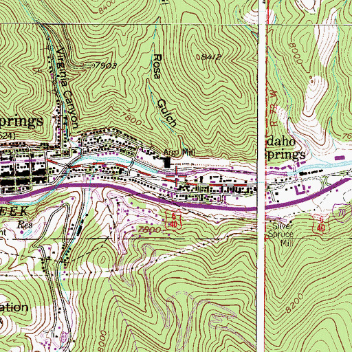 Topographic Map of Idaho Springs Post Office, CO