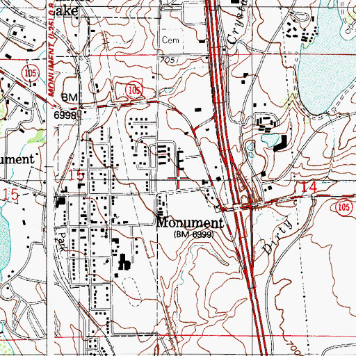 Topographic Map of Monument Post Office, CO