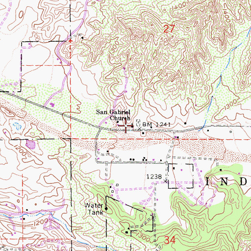 Topographic Map of San Gabriel Church, CA