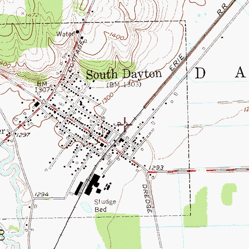 Topographic Map of South Dayton Volunteer Fire Company 1, NY