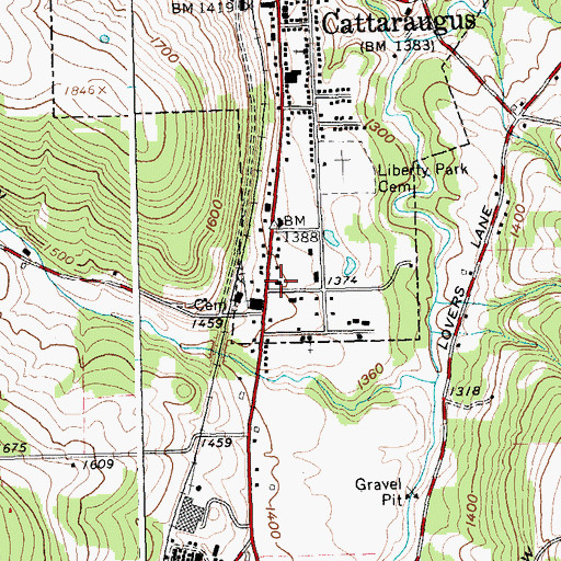 Topographic Map of Cattaraugus Volunteer Fire Company, NY