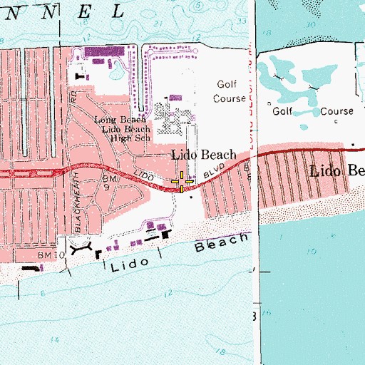 Topographic Map of Lido and Point Lookout Fire District Lido Engine Company 1, NY
