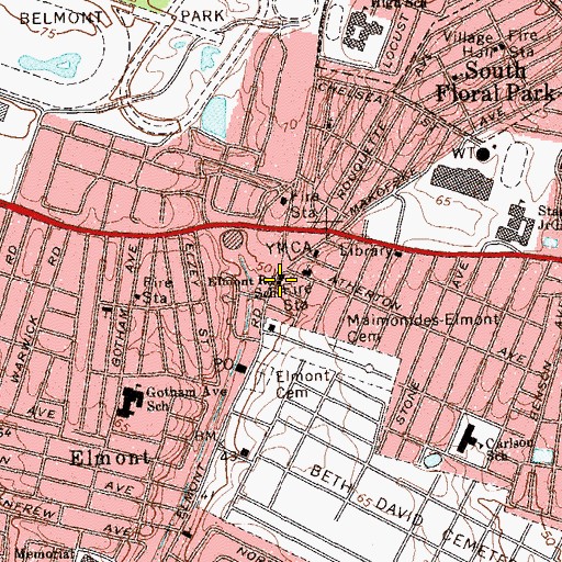 Topographic Map of Belmont Hook and Ladder Company 1, NY