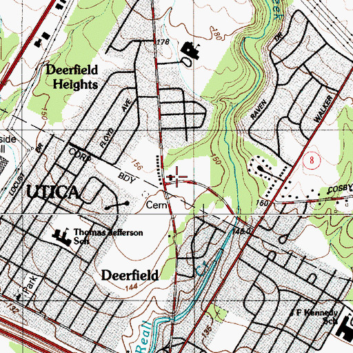 Topographic Map of Deerfield Volunteer Fire Company 1 Station 1, NY