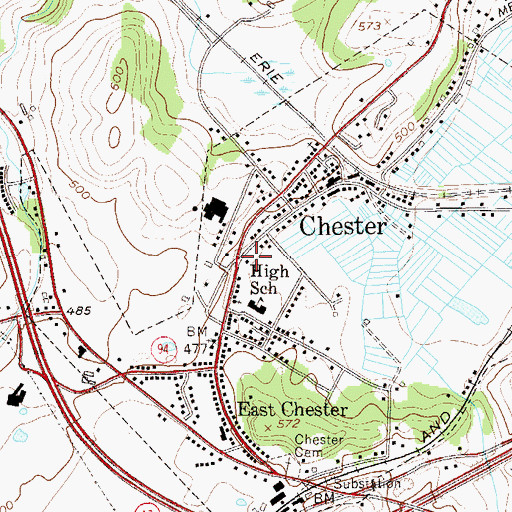 Topographic Map of Chester Volunteer Fire Department Walton Engine and Hose Company 1, NY