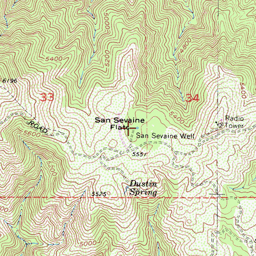 Topographic Map of San Sevaine Well, CA