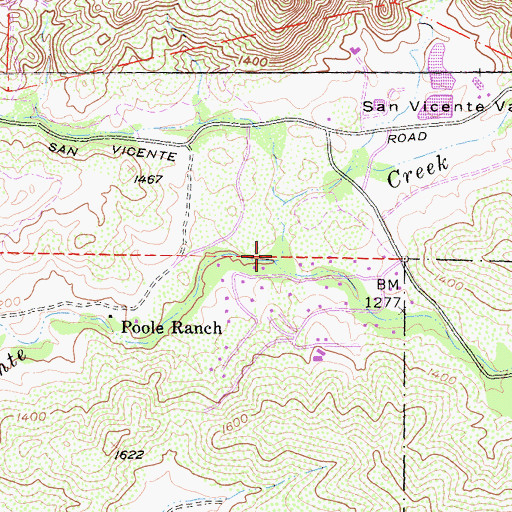 Topographic Map of San Vicente Valley, CA