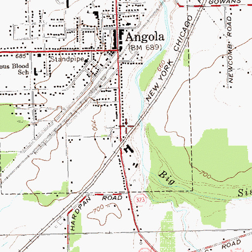 Topographic Map of Angola Volunteer Fire Department Station 2, NY