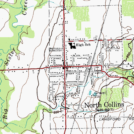 Topographic Map of North Collins Volunteer Fire Company, NY