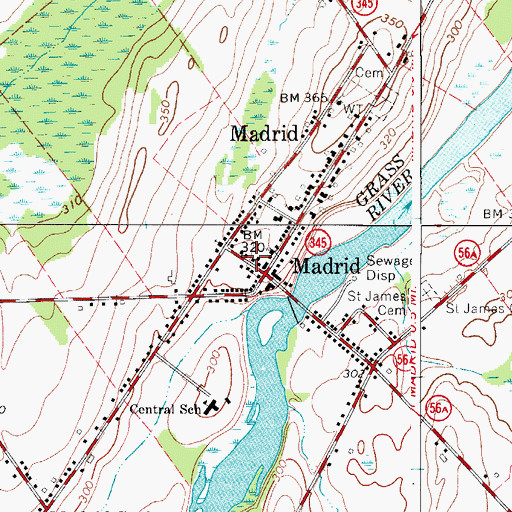 Topographic Map of Madrid Volunteer Fire Department, NY