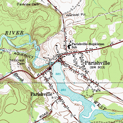Topographic Map of Parishville Volunteer Fire Company Station 1, NY