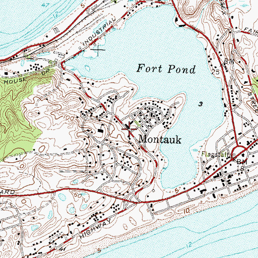 Topographic Map of Montauk Fire Station, NY