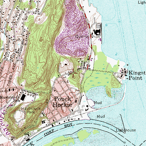 Topographic Map of Kingston Fire Department J N Cordts Hose Company, NY